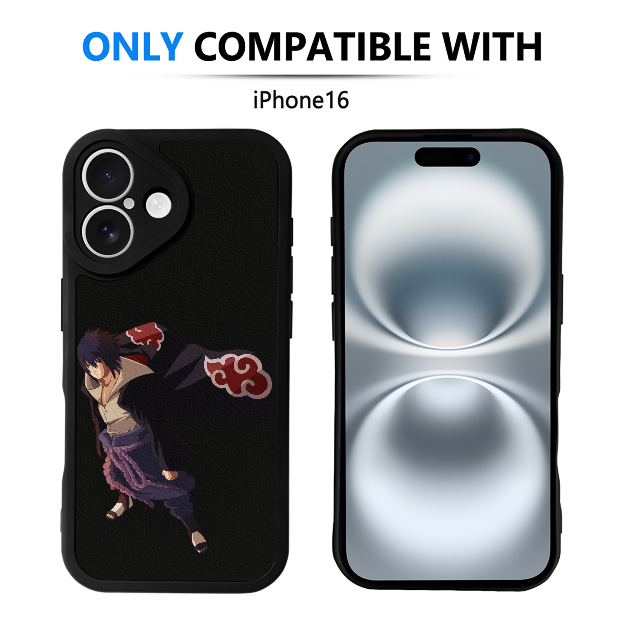 （画像用） NARUTO -ナルト- うちは サスケ Uchiha Sasuke 【iPhone 16シリーズ対応】シリコンスマホケース（レザー調） 材質：シリコン